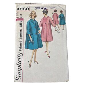 60s Simplicity Vintage Sewing Pattern Size 10 4260 Misses Coat 60s Retro CUT